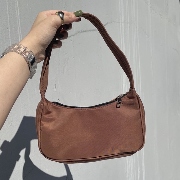 Handbags - Y2K BROWN NYLON BAG CHIC NYLON PURSE